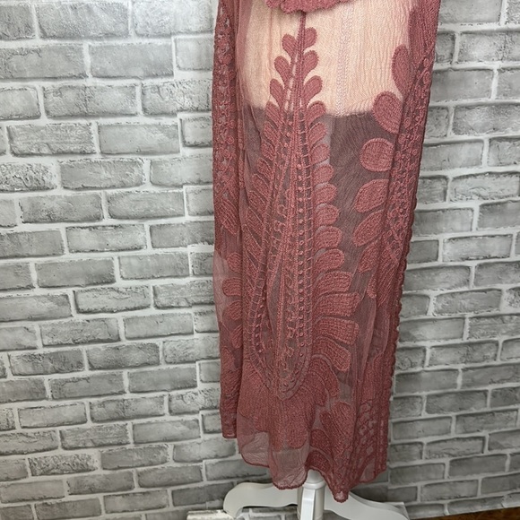Rebellion Again dusty rose long kimono. Bohemian style. Lightweight. Size medium - Picture 5 of 14